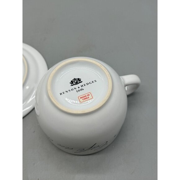Bencon Hedges Ceramic Cup & Saucer Set With Script made in Chili white READ NEW - Picture 8 of 9